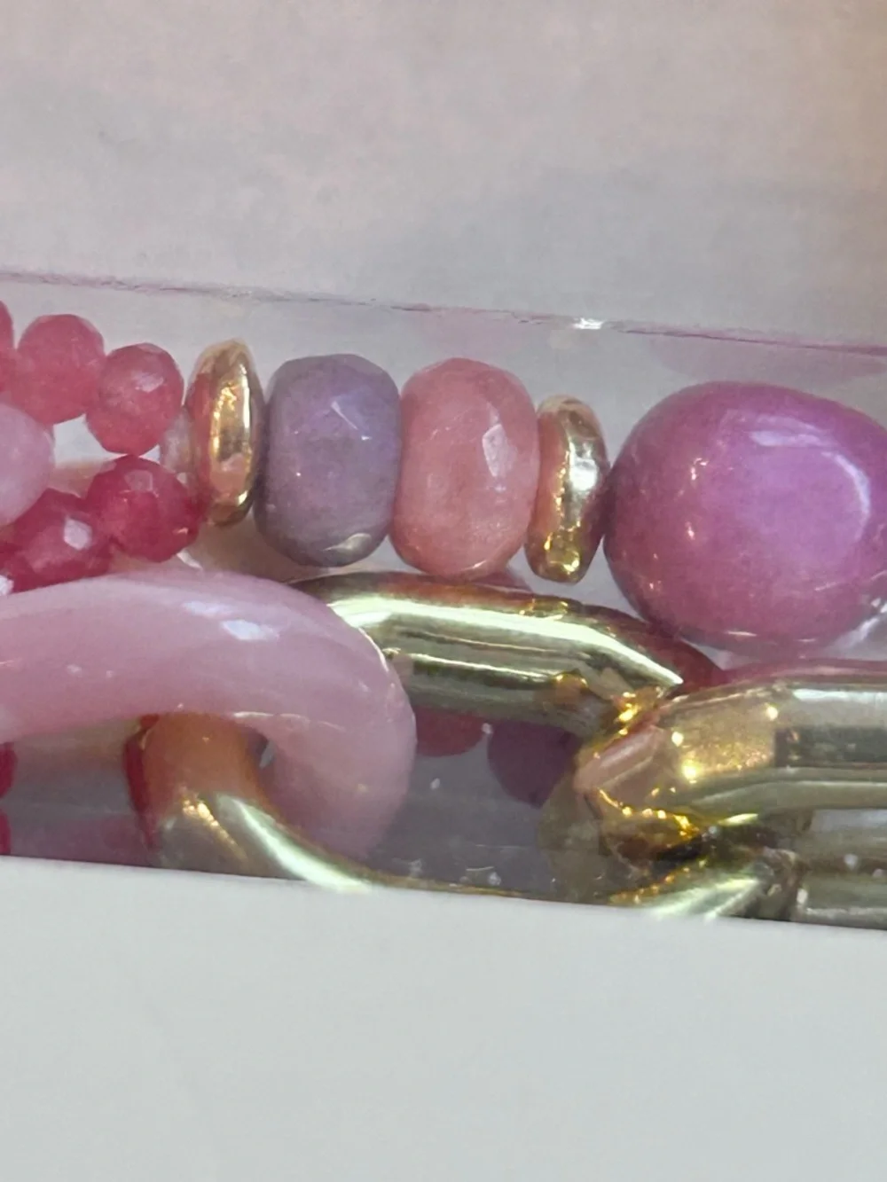 MACRAE & CO. Phone Crossbody Chain Gold Plate Natural Stone Universal Purple NIB